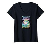Women's If It Involves Jesus and Basketball Count Me in V-Neck T-Shirt