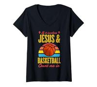 Women's If It Involves Jesus and Basketball Count Me in V-Neck T-Shirt