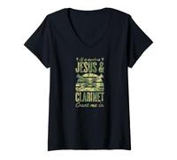 Women's If It Involves Jesus and Clarinet Count Me in V-Neck T-Shirt