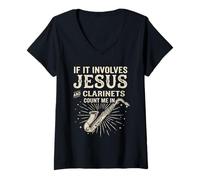 Women's If It Involves Jesus and Clarinets Count Me in V-Neck T-Shirt