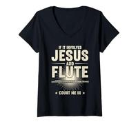 Women's If It Involves Jesus and Flute Count Me in V-Neck T-Shirt