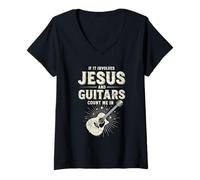 Women's If It Involves Jesus and Guitars Count Me in V-Neck T-Shirt