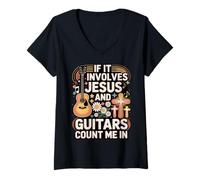 Women's If It Involves Jesus and Guitars Count Me in V-Neck T-Shirt