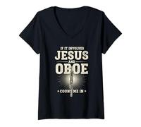 Women's If It Involves Jesus and Oboe Count Me in V-Neck T-Shirt
