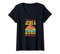 Women's If It Involves Jesus and Roller Skates Count Me in V-Neck T-Shirt