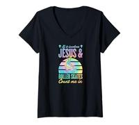 Women's If It Involves Jesus and Roller Skates Count Me in V-Neck T-Shirt