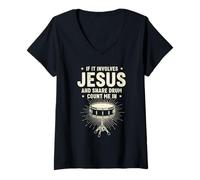 Women's If It Involves Jesus and Snare Drum Count Me in V-Neck T-Shirt