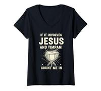 Women's If It Involves Jesus and Timpani Count Me in V-Neck T-Shirt