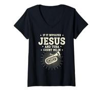 Women's If It Involves Jesus and Tuba Count Me in V-Neck T-Shirt