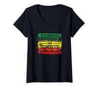 Women's If It Involves Reggae and Sunsets Count Me in Vintage Reggae V-Neck T-Shirt
