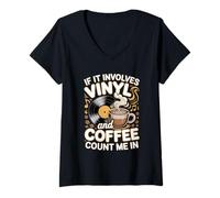 Women's If It Involves Vinyl and Coffee Count Me in Vinyl Lover V-Neck T-Shirt