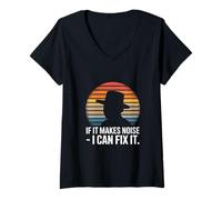 Women's If It Makes Noise I Can Fix It Mechanic Joke V-Neck T-Shirt