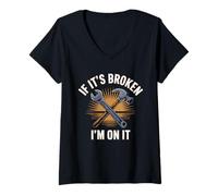 Womens If It's Broken I'm On It Repair Tools V-Neck T-Shirt