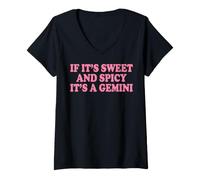 Women's If It's Sweet and Spicy It's A Gemini V-Neck T-Shirt