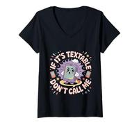 Womens If It's Textable Don't Call Me Introvet Phone Joke V-Neck T-Shirt