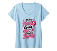 Women's If My Fanny Could Talk It Would Stutter Funny Cheeky Quote V-Neck T-Shirt