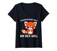 Womens If My Mouth Doesn't Say It My Face Will V-Neck T-Shirt