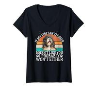 Womens If My Tibetan Terrier Doesnt Like You Tibetan Terrier V-Neck T-Shirt