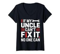 Women's If My Uncle Can’t Fix It Funny Fixer Tool Graphic V-Neck T-Shirt