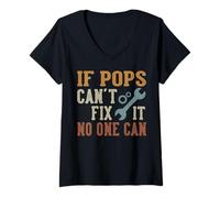 Women's If Pops Can't Fix It No One Can Handyman Dad V-Neck T-Shirt