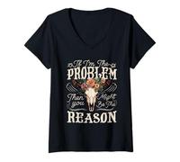 Womens If Problem Vintage Then You Might Be Reason Retro V-Neck T-Shirt