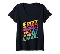 Womens If Rizz were Measurable - Funny 6-7 Meme Six Seven Rizzler V-Neck T-Shirt