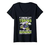 Womens If Someone Says You Have Too Many Trains Stay Away from Them V-Neck T-Shirt