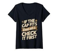 Women's If The Cap Fits Dont Eat It Check It First Fungi V-Neck T-Shirt