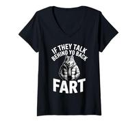 Womens If They Talk Behind Your Back Fart Alpha Wolf Oddly Specific V-Neck T-Shirt