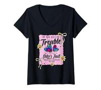 Womens If We Get in Trouble It's My Sister's Fault I Listened Her V-Neck T-Shirt
