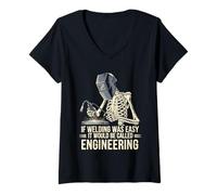 Womens If Welding Was Easy It Would Be Called Engineering US Flag V-Neck T-Shirt