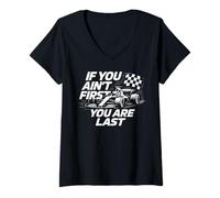 Womens If You Ain't First You Are Last Race Week Motorsport Racing V-Neck T-Shirt