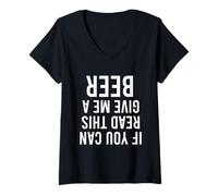 Womens If You Can Read This Give Me A Beer Funny Drinking Joke Men V-Neck T-Shirt