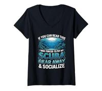 Women's If You Can Read This I was Forced to Socialize Scuba V-Neck T-Shirt