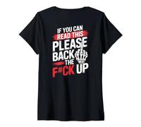 Womens If You Can Read This Please Back The F Up Funny Biker Joke V-Neck T-Shirt