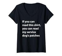Womens If You Can Read This You Can Read My Service Dog's Patches V-Neck T-Shirt