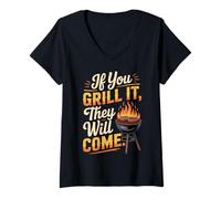Women's If You Grill It, They Will Come V-Neck T-Shirt