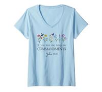 Womens If You Love Keep My Commandments John 14:15 Bible Verse God V-Neck T-Shirt