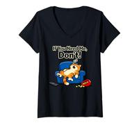 Women's If You Need Me Don’t Funny Black Cat Sarcastic Introverts V-Neck T-Shirt