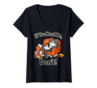 Women's If You Need Me Don’t Funny Cat Sarcastic Introverts Quote V-Neck T-Shirt