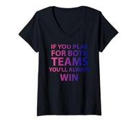 Womens If You Play For Both Teams You'll Always Win Bi V-Neck T-Shirt