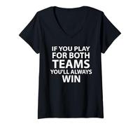 Womens If You Play For Both Teams You'll Always Win Funny Bi Joke V-Neck T-Shirt
