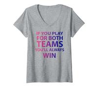 Womens If You Play For Both Teams You'll Always Win Funny Bi V-Neck T-Shirt