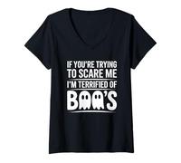 Womens If You’re Trying to Scare Me I’m Terrified of Boos V-Neck T-Shirt