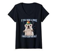 Womens If You were A Pibble I Would Clean Your Belly Pit Bull Meme V-Neck T-Shirt