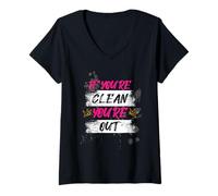 Women's If You're Clean You're Out Muddy Race Mud Run Mud Run V-Neck T-Shirt