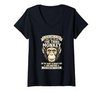 Women's If You're Going to Fight Third Monkey Chimp V-Neck T-Shirt