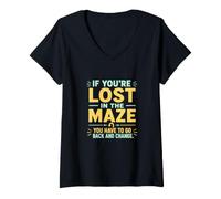 Women's If You're Lost in The Maze Inspirational Quote Vintage V-Neck T-Shirt