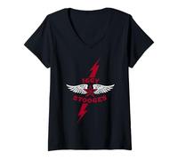 Womens Iggy and the Stooges Lightning Bolt Officially Licensed V-Neck T-Shirt