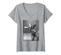 Womens Iggy Pop of The Stooges Live by Virginia Turbett V-Neck T-Shirt